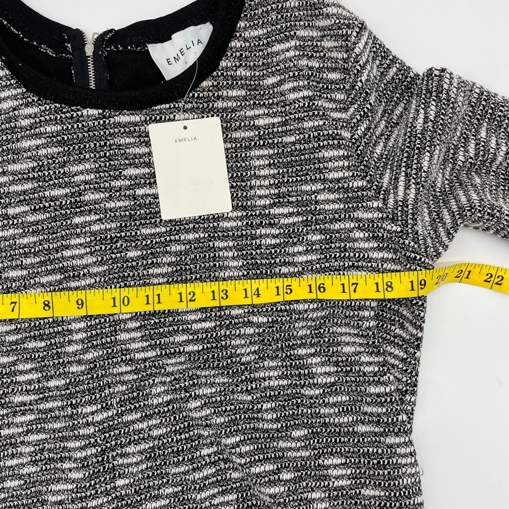 Emelia L Black White 3/4 Sleeve pullover Knit Sweater - Picture 9 of 11